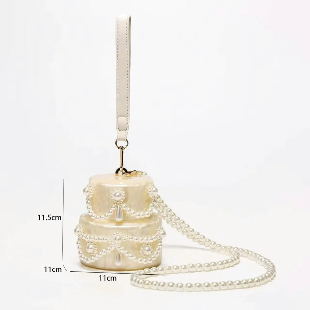 Acrylic Shell Shaped Clutch Women 2025 Trendy Luxury Marble Evening Handbag Pearl Chain Shoulder Bag Wedding Party