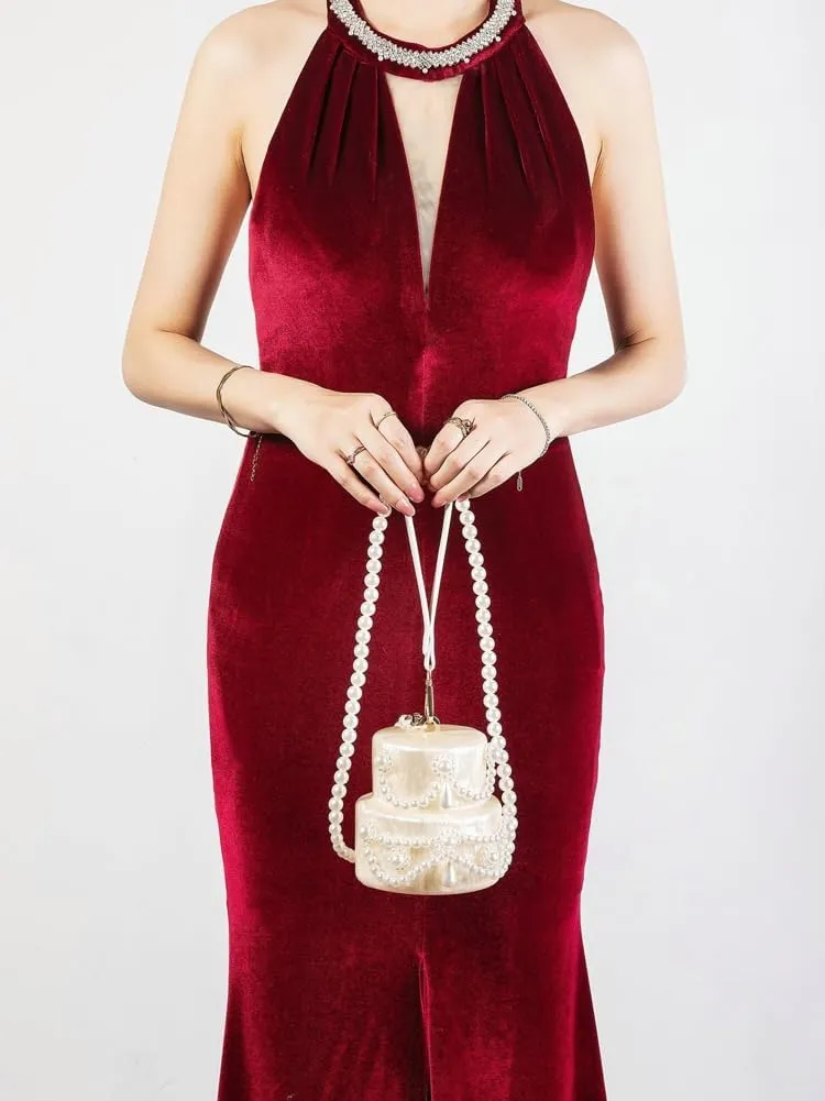 Acrylic Shell Shaped Clutch Women 2025 Trendy Luxury Marble Evening Handbag Pearl Chain Shoulder Bag Wedding Party
