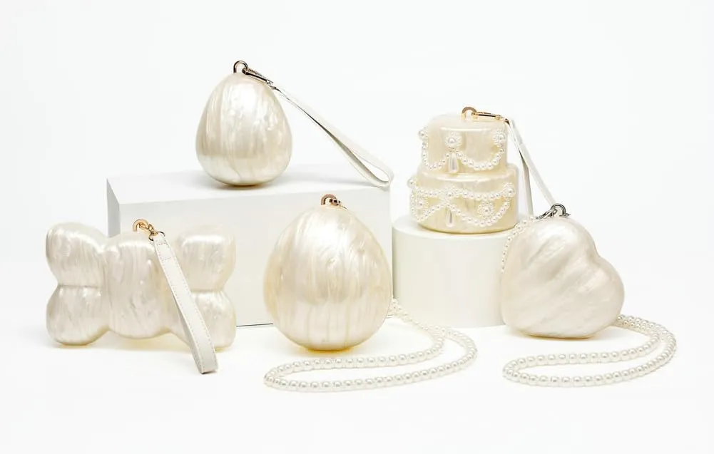 Acrylic Shell Shaped Clutch Women 2025 Trendy Luxury Marble Evening Handbag Pearl Chain Shoulder Bag Wedding Party