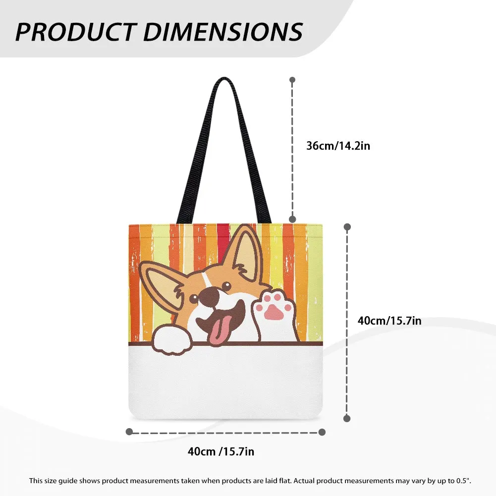 Adorable Corgi with Paw Print Design Cloth Tote Bag
