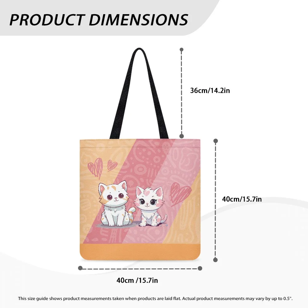 Adorable Kawaii Cat Couple Cloth Tote Bag