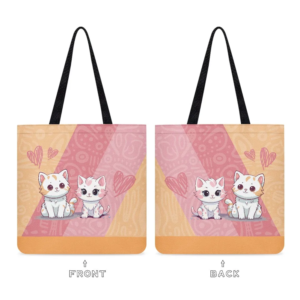 Adorable Kawaii Cat Couple Cloth Tote Bag