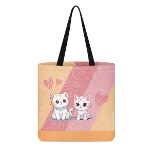 Adorable Kawaii Cat Couple Cloth Tote Bag