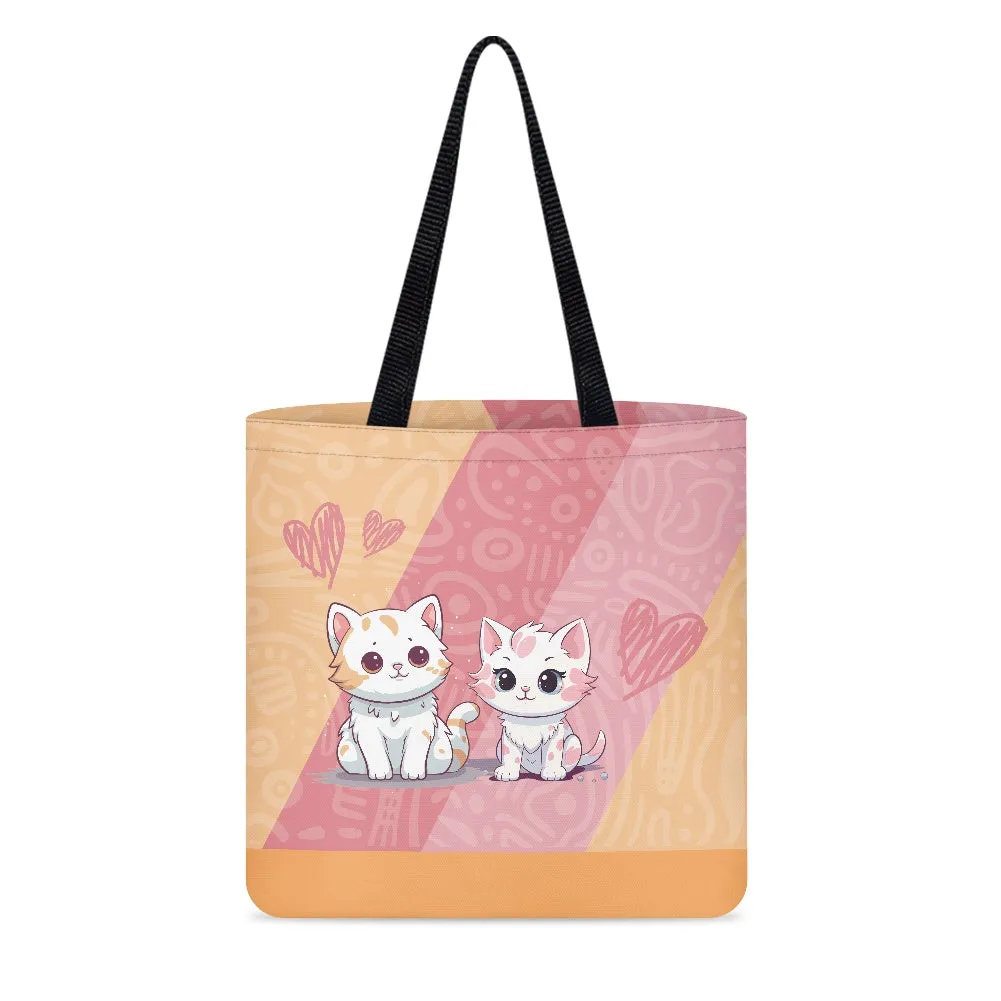 Adorable Kawaii Cat Couple Cloth Tote Bag