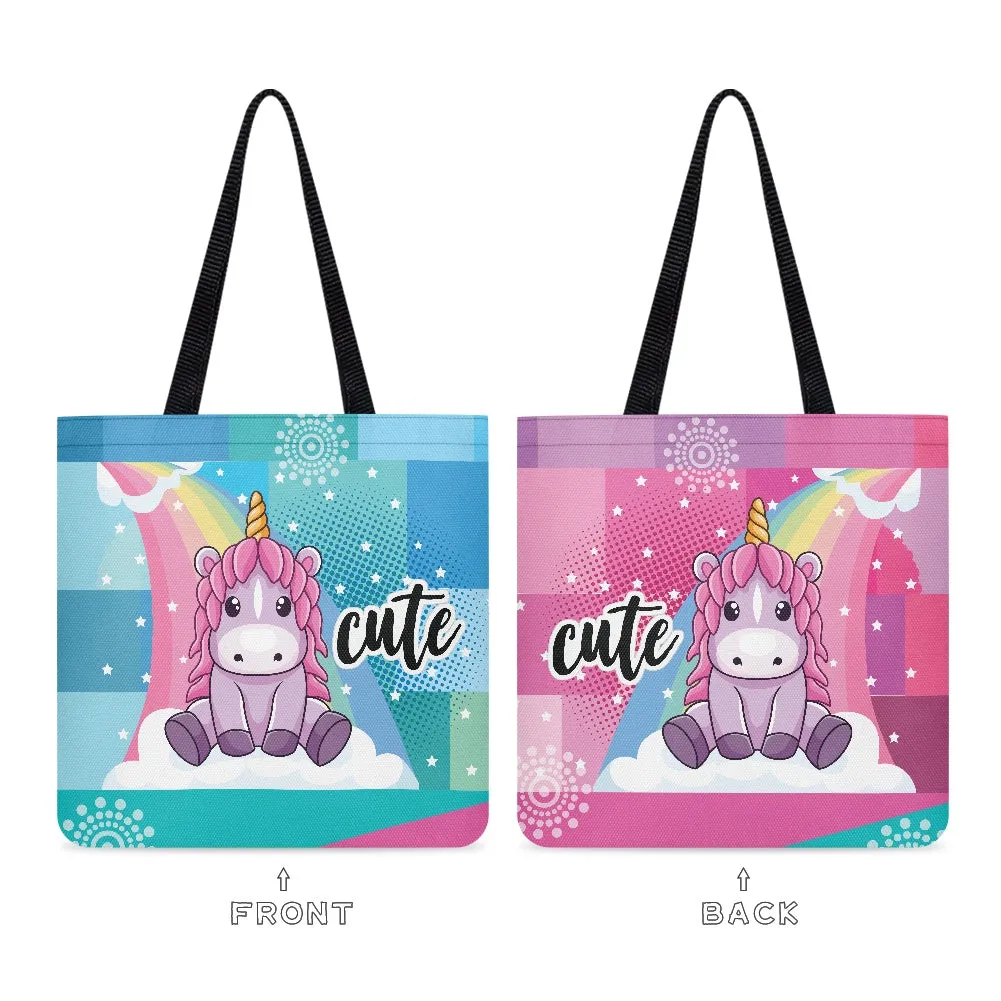 Adorable Unicorn Rainbow Cloth Tote Bag