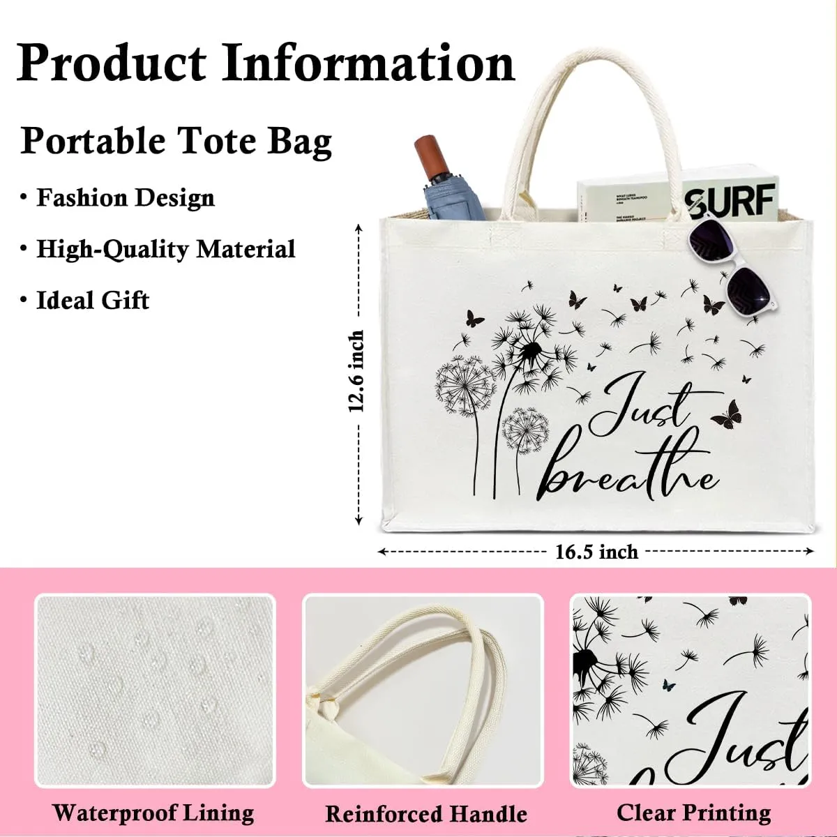 Aesthetic Tote Bag For Women, Reusable Grocery Beach Bag for friend family Gifts for Christmas Thanksgiving Day - D