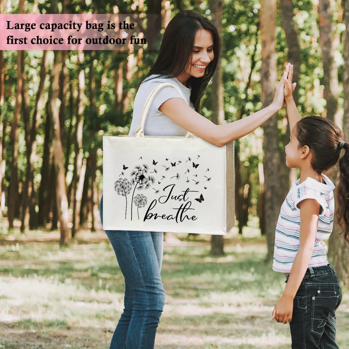 Aesthetic Tote Bag For Women, Reusable Grocery Beach Bag for friend family Gifts for Christmas Thanksgiving Day - D