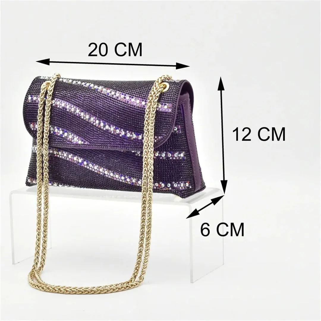 African Bridal Rhinestone Shoes and Bag Set Luxury Pointed Toe Wedding Pumps for Bride