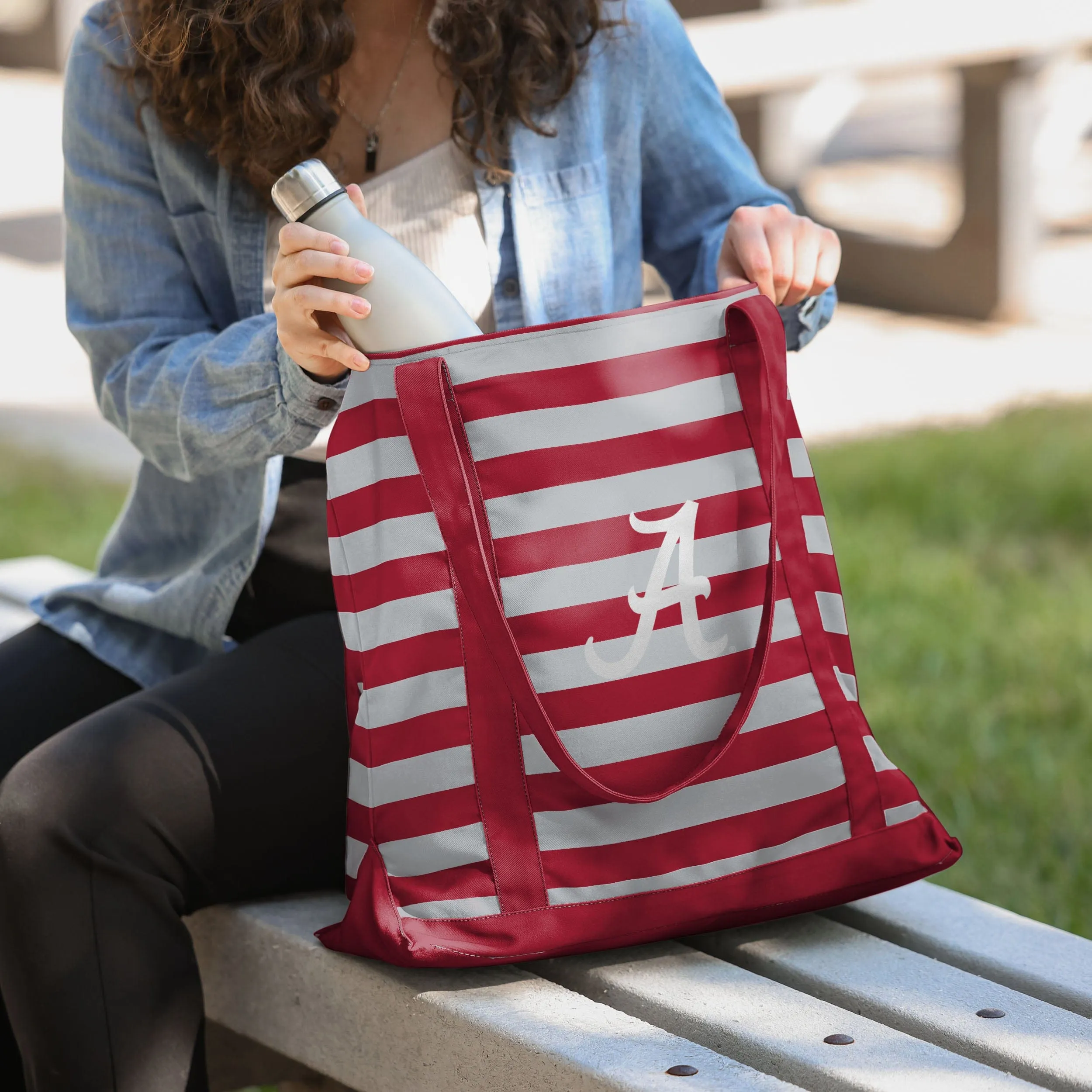 Alabama Crimson Tide Team Stripe Canvas Tote Bag