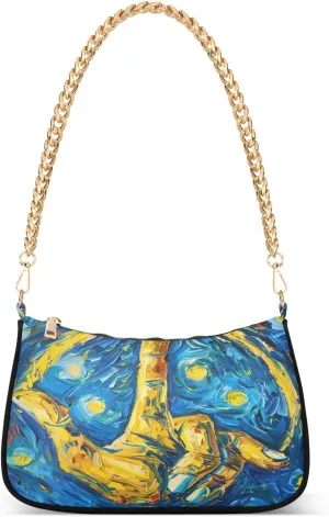 ALAZA Peace Sign Gesture Starry Sky Shoulder Bag Purse for Women Tote Handbag with Zipper Closure