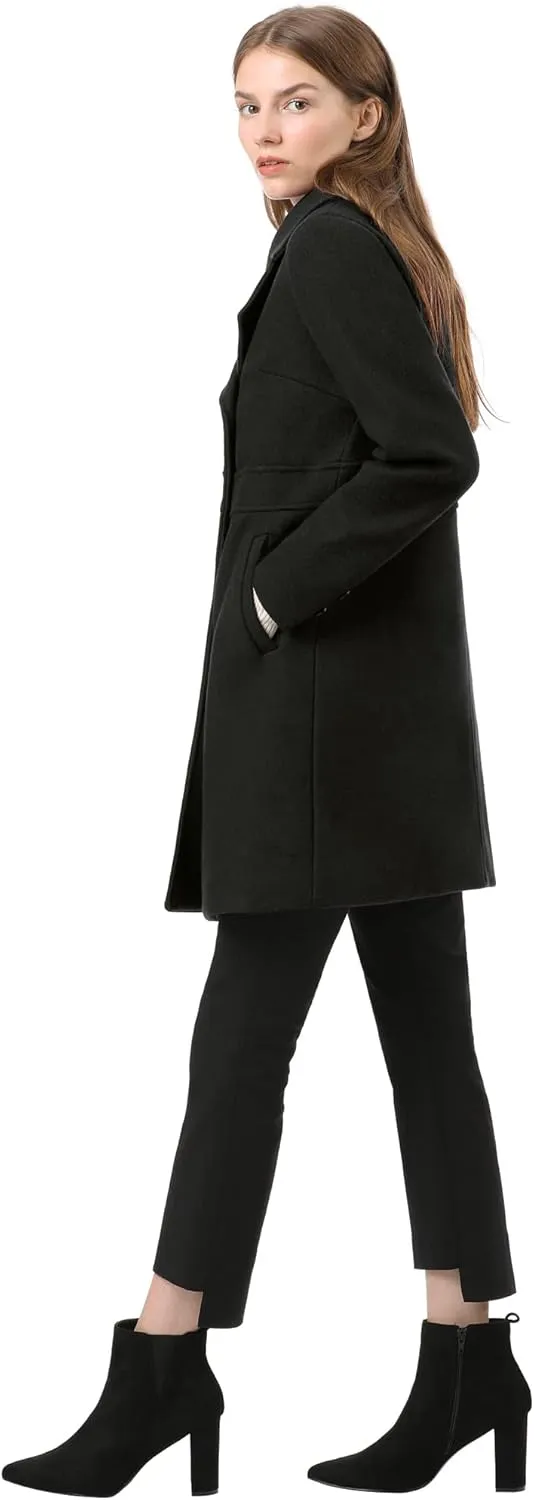 Allegra K Women's 2024 Winter Outerwear Mid-Long Double Breasted Pea Coat