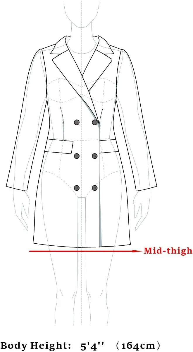 Allegra K Women's 2024 Winter Outerwear Mid-Long Double Breasted Pea Coat