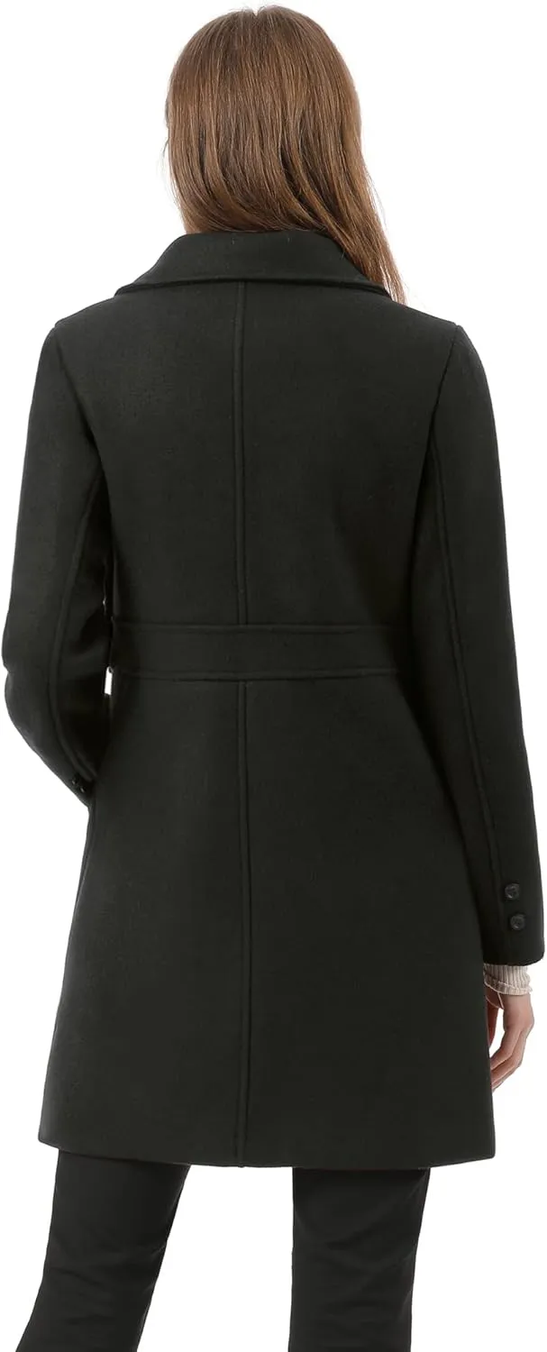 Allegra K Women's 2024 Winter Outerwear Mid-Long Double Breasted Pea Coat
