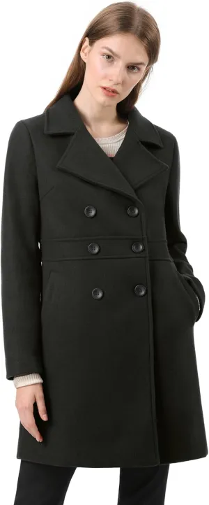 Allegra K Women's 2024 Winter Outerwear Mid-Long Double Breasted Pea Coat