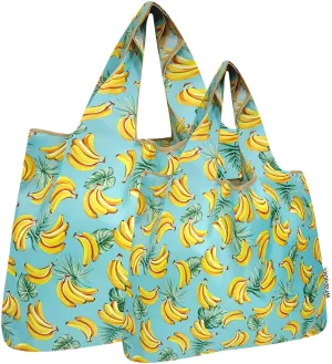allydrew Large & Small Foldable Tote Nylon Reusable Grocery Bags, Set of 2