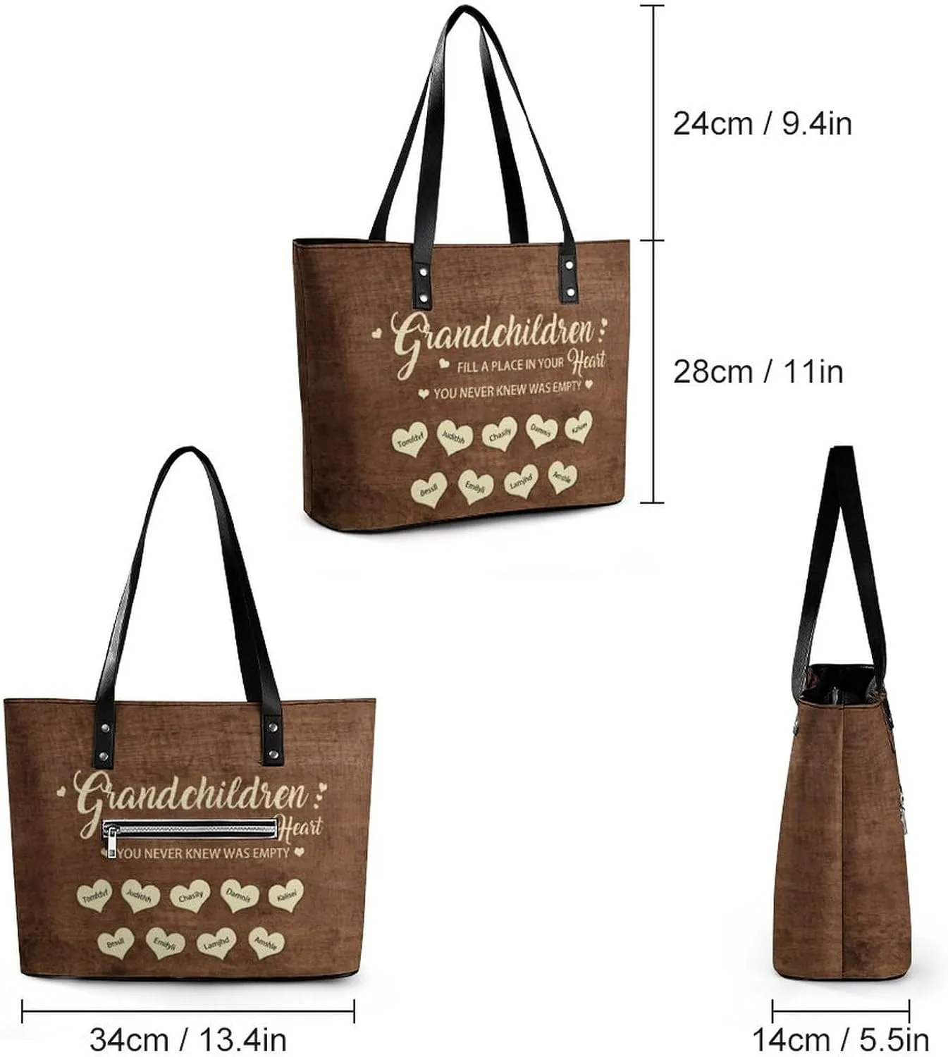 Amabery Personalized Grandma's Garden Birth Month Flowers Shoulder Bag Custom Mother's Day PU Leather Bag For Grandma Mom