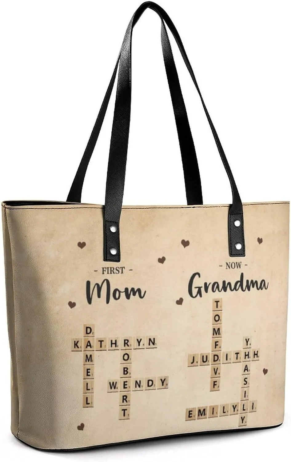 Amabery Personalized Grandma's Garden Birth Month Flowers Shoulder Bag Custom Mother's Day PU Leather Bag For Grandma Mom