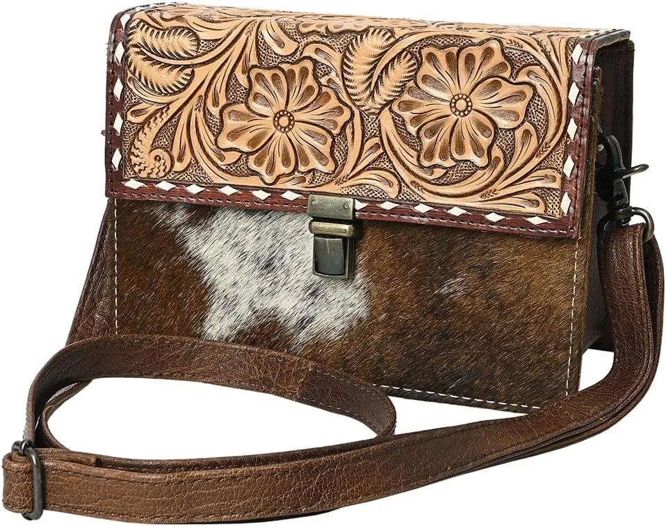 American Darling Adbg1465 Small Crossbody Hand Tooled Hair-On Genuine Leather Women Bag Western Handbag Purse|