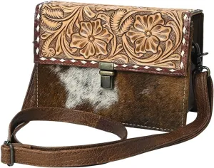 American Darling Adbg1465 Small Crossbody Hand Tooled Hair-On Genuine Leather Women Bag Western Handbag Purse|