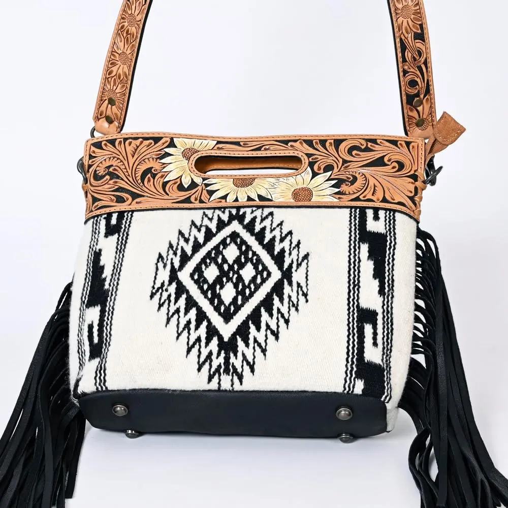 American Darling ADBGS146A Clutch Hand Tooled Hair On Genuine Leather Women Bag Western Handbag Purse