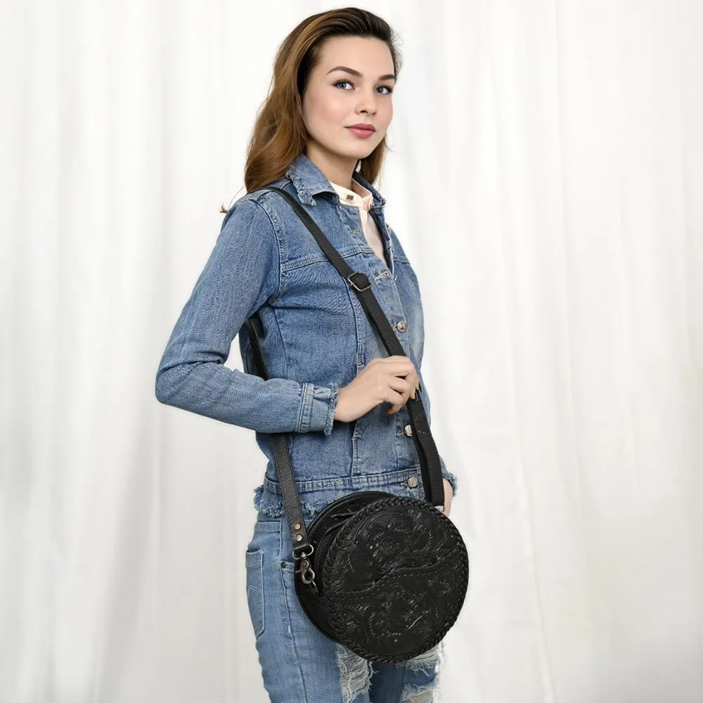 American Darling Canteen Hand Tooled Genuine Leather Women Bag Western Handbag Purse