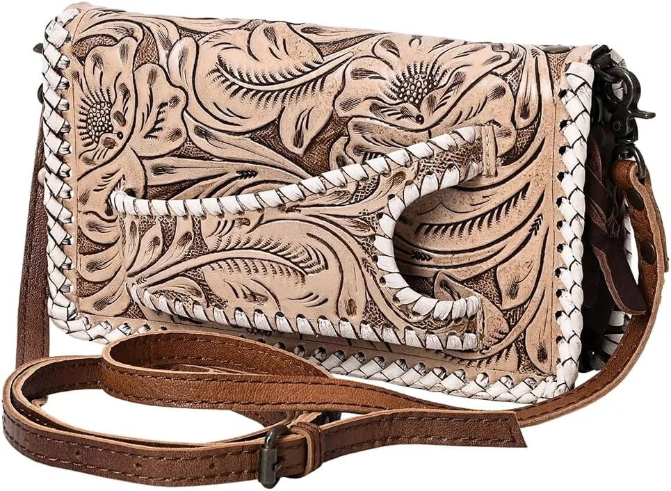 American Darling Clutch Hand Tooled Genuine Leather Women Bag Western Handbag Purse