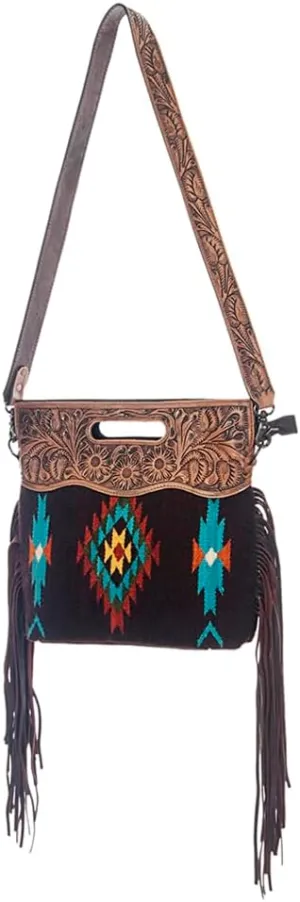 American Darling Clutch Hand Tooled Saddle Blanket Genuine Leather Women Bag Western Handbag Purse