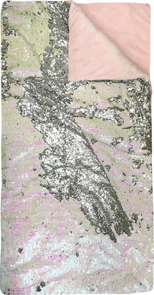 American Kids Idea Nuova Super Cozy Reversible Sequin Sleeping Slumber Bag, Royal Plush & Luxurious Dazzle - Pink, 54” L x 28” W