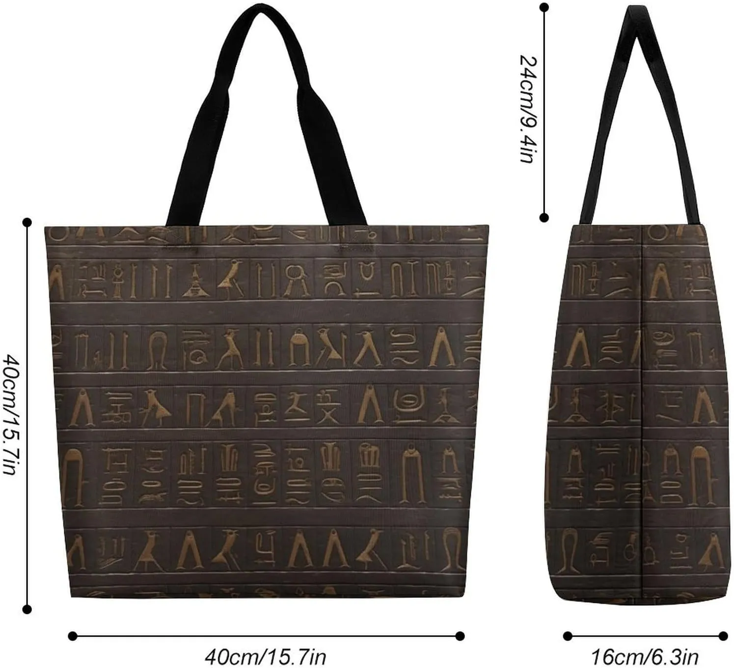 Ancient Egyptian Hieroglyph Tote Bag for Women Reusable Grocery Shoulder Bags Shopping Bag for Travel, Groceries