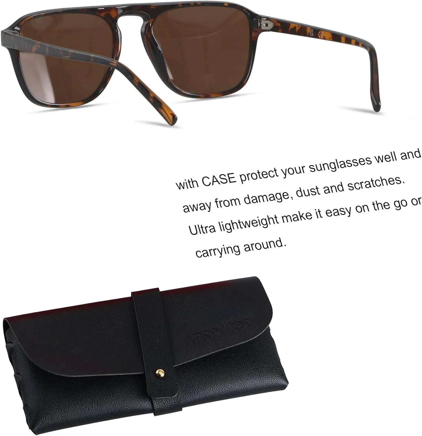 ANDWOOD Square Aviator Sunglasses Polarized Mens Womens UV Protection Sun glasses