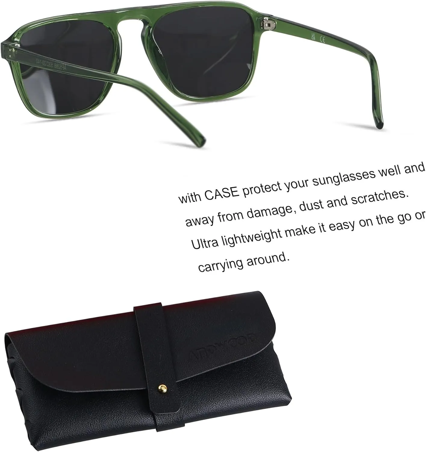 ANDWOOD Square Aviator Sunglasses Polarized Mens Womens UV Protection Sun glasses