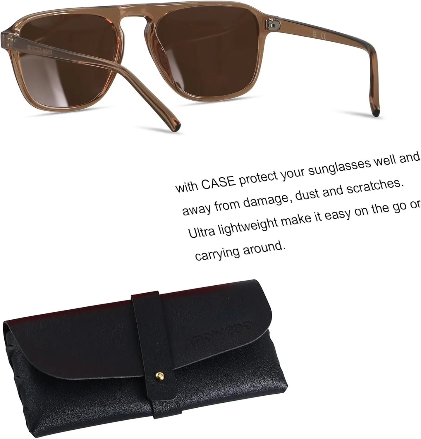 ANDWOOD Square Aviator Sunglasses Polarized Mens Womens UV Protection Sun glasses