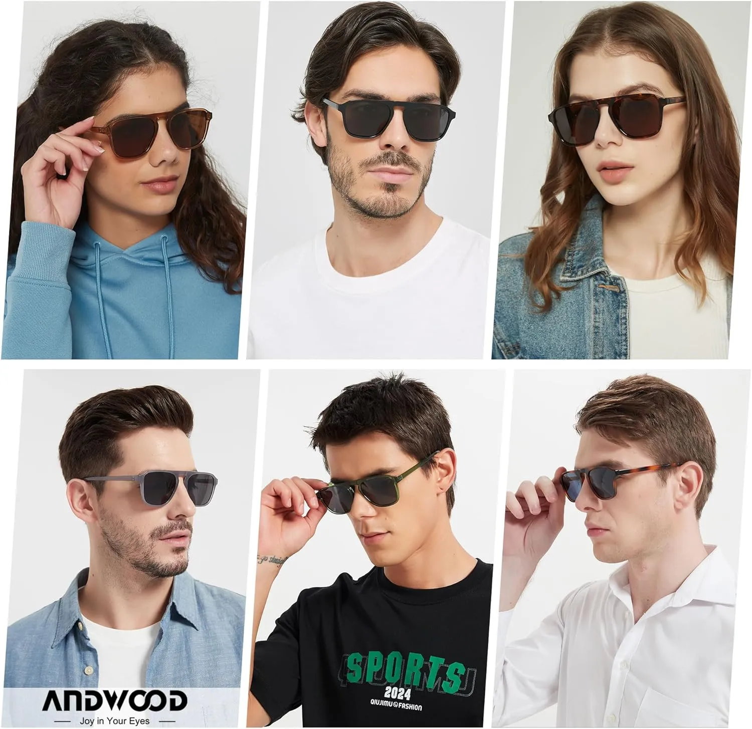 ANDWOOD Square Aviator Sunglasses Polarized Mens Womens UV Protection Sun glasses