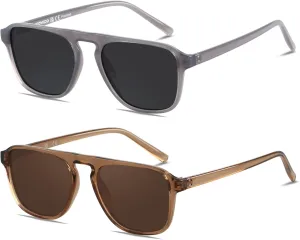 ANDWOOD Square Aviator Sunglasses Polarized Mens Womens UV Protection Sun glasses