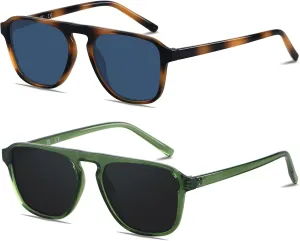 ANDWOOD Square Aviator Sunglasses Polarized Mens Womens UV Protection Sun glasses