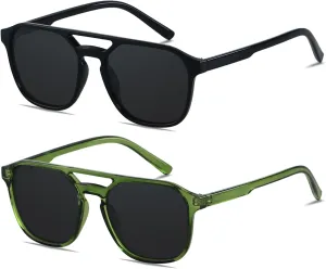 ANDWOOD Trendy Aviator Polarized Sunglasses Men Women Square Stylish Frame Sun Glasses