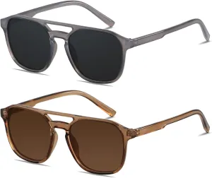 ANDWOOD Trendy Aviator Polarized Sunglasses Men Women Square Stylish Frame Sun Glasses