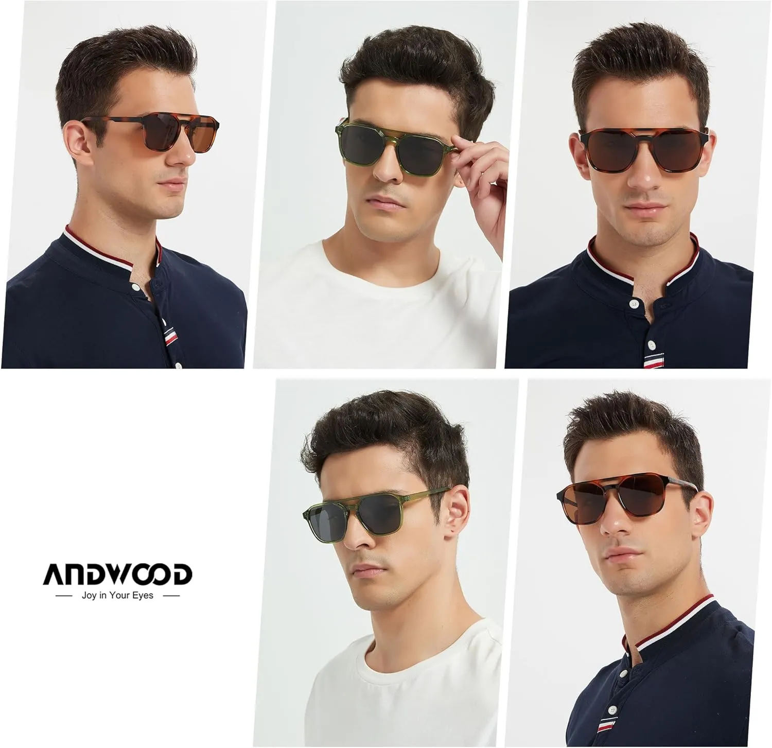ANDWOOD Trendy Aviator Polarized Sunglasses Men Women Square Stylish Frame Sun Glasses