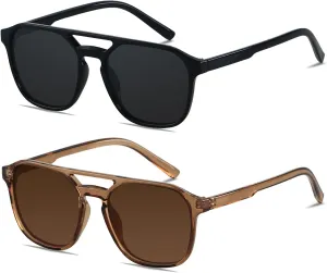 ANDWOOD Trendy Aviator Polarized Sunglasses Men Women Square Stylish Frame Sun Glasses