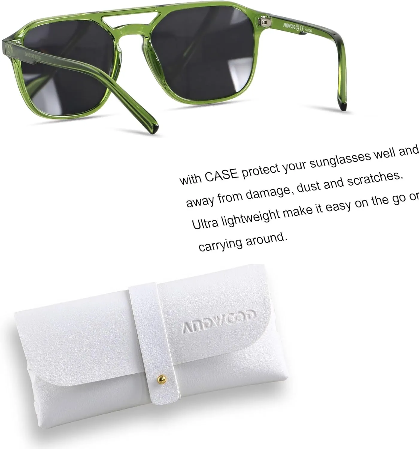ANDWOOD Trendy Aviator Polarized Sunglasses Men Women Square Stylish Frame Sun Glasses