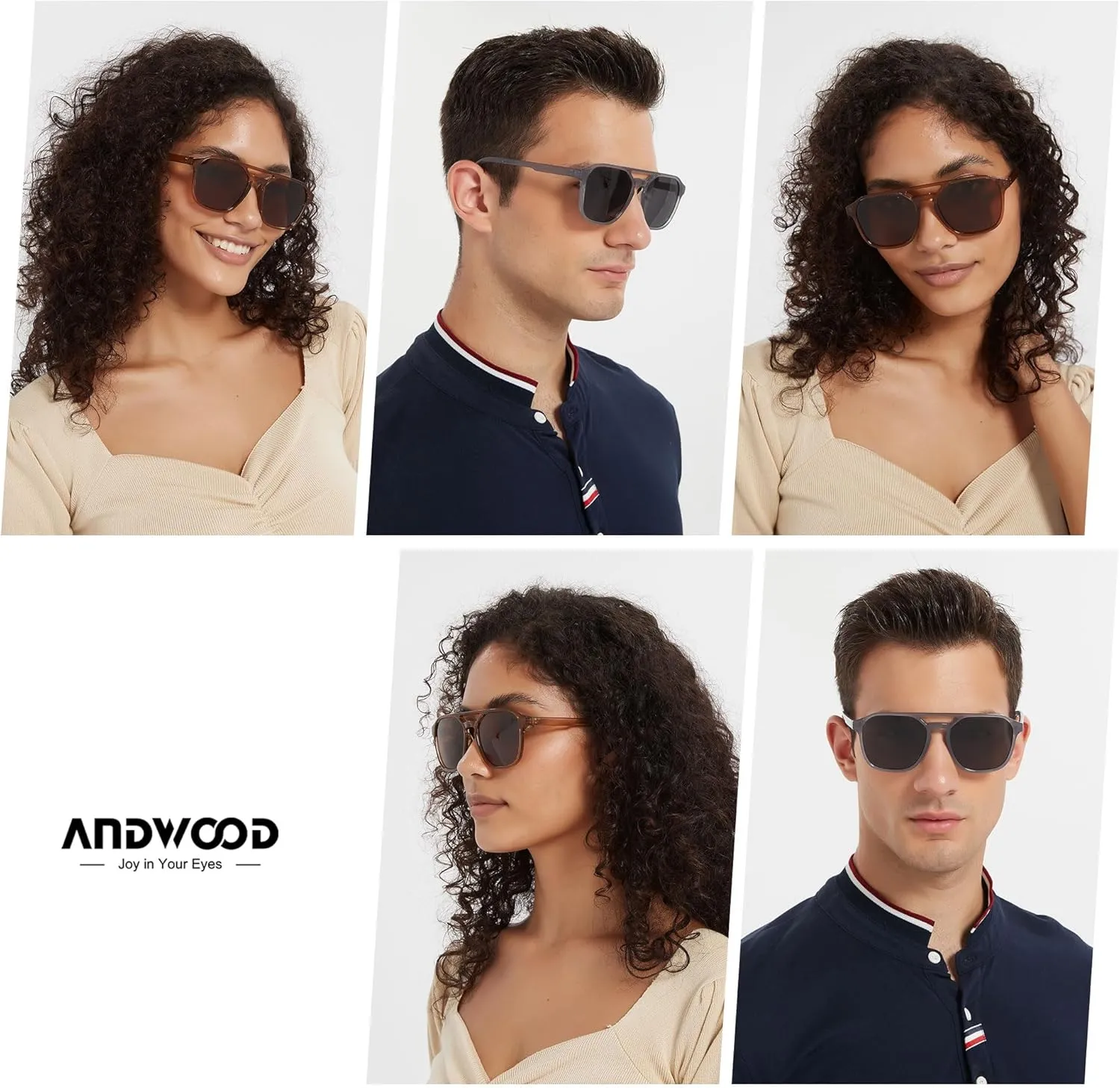 ANDWOOD Trendy Aviator Polarized Sunglasses Men Women Square Stylish Frame Sun Glasses