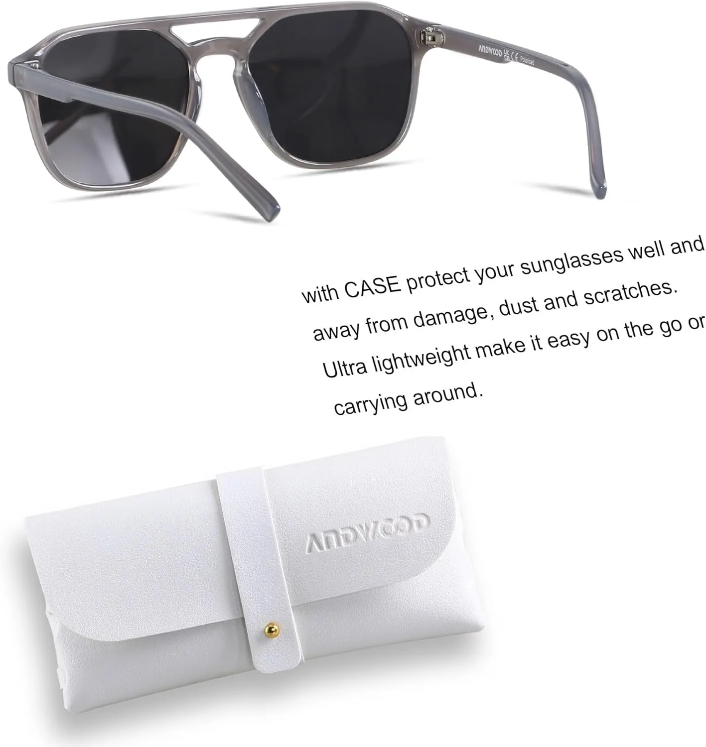 ANDWOOD Trendy Aviator Polarized Sunglasses Men Women Square Stylish Frame Sun Glasses