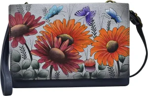 Anna by Anuschka Women's Hand-Painted Genuine Leather 4-In-1 Organizer Crossbody/Belt Bag/Clutch/Wristlet