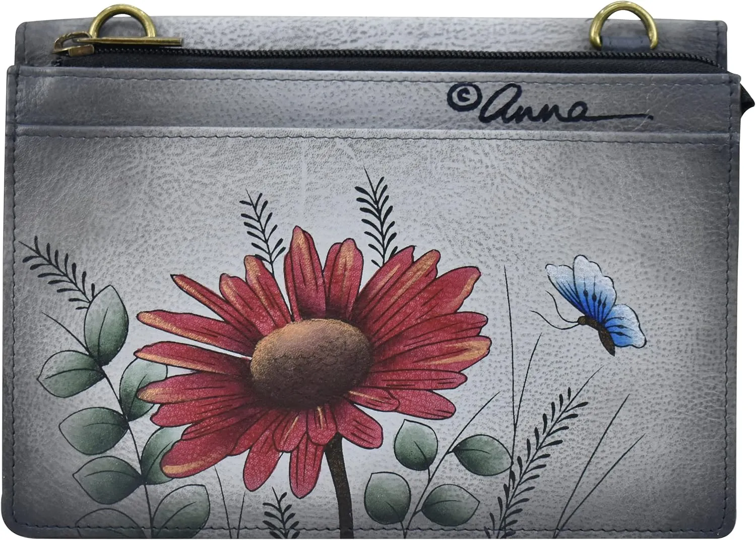 Anna by Anuschka Women's Hand-Painted Genuine Leather 4-In-1 Organizer Crossbody/Belt Bag/Clutch/Wristlet