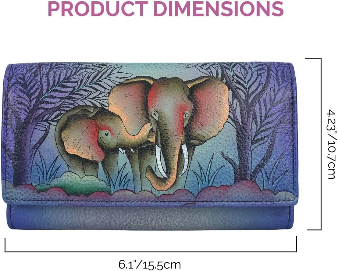 Anna by Anuschka Women's Original Leather Hand-Painted Checkbook Clutch Wallet
