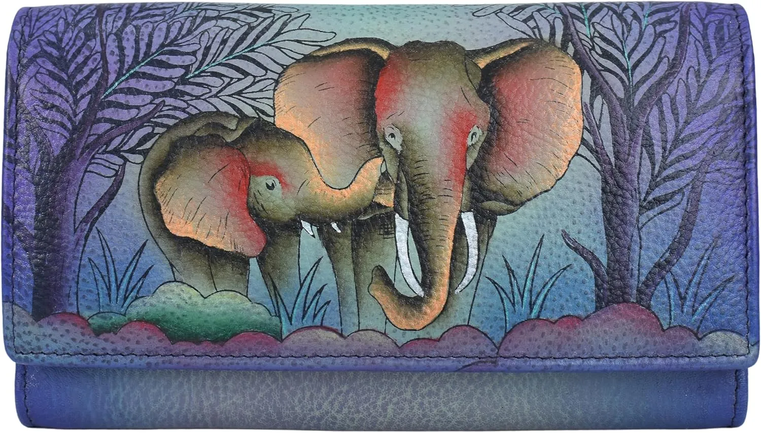 Anna by Anuschka Women's Original Leather Hand-Painted Checkbook Clutch Wallet