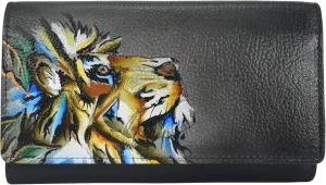 Anna by Anuschka Women's Original Leather Hand-Painted Checkbook Clutch Wallet