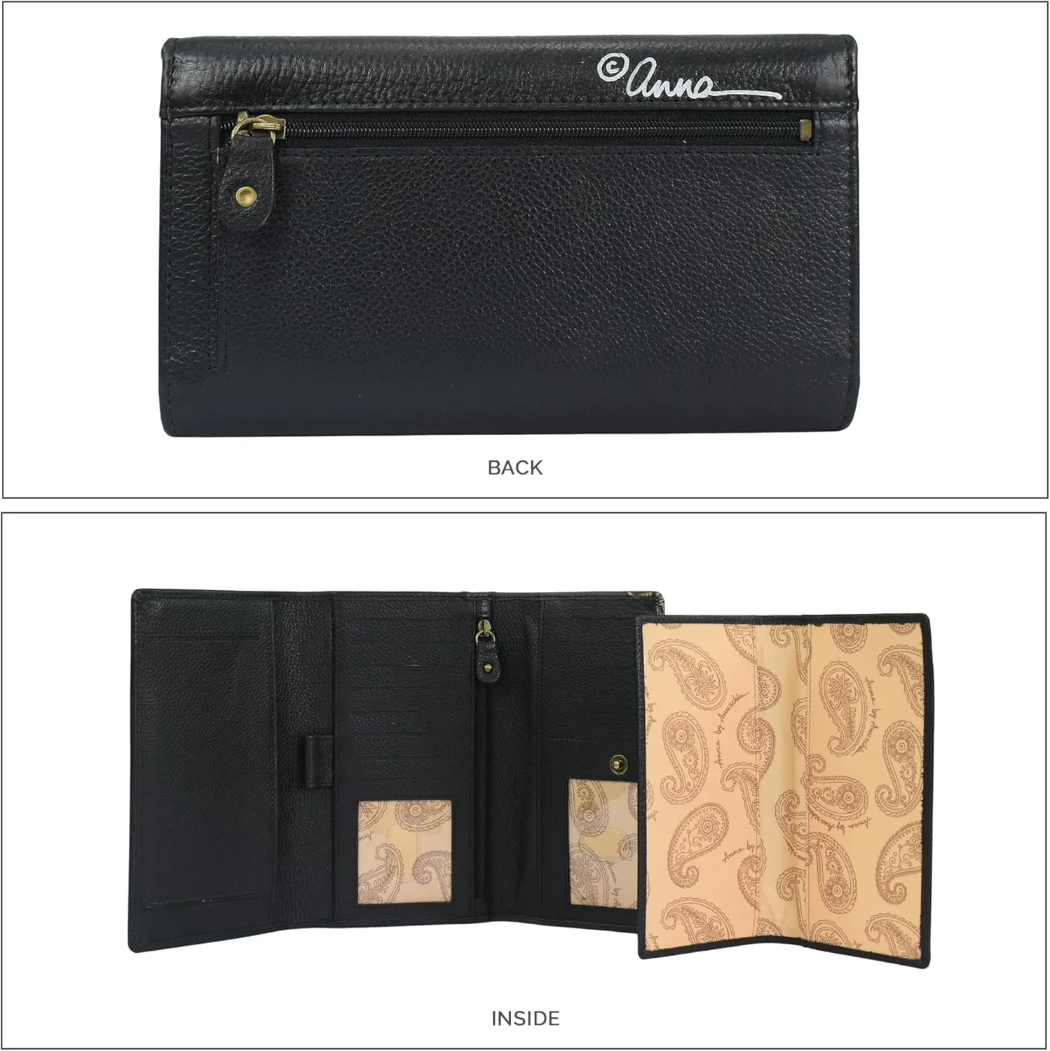 Anna by Anuschka Women's Original Leather Hand-Painted Checkbook Clutch Wallet