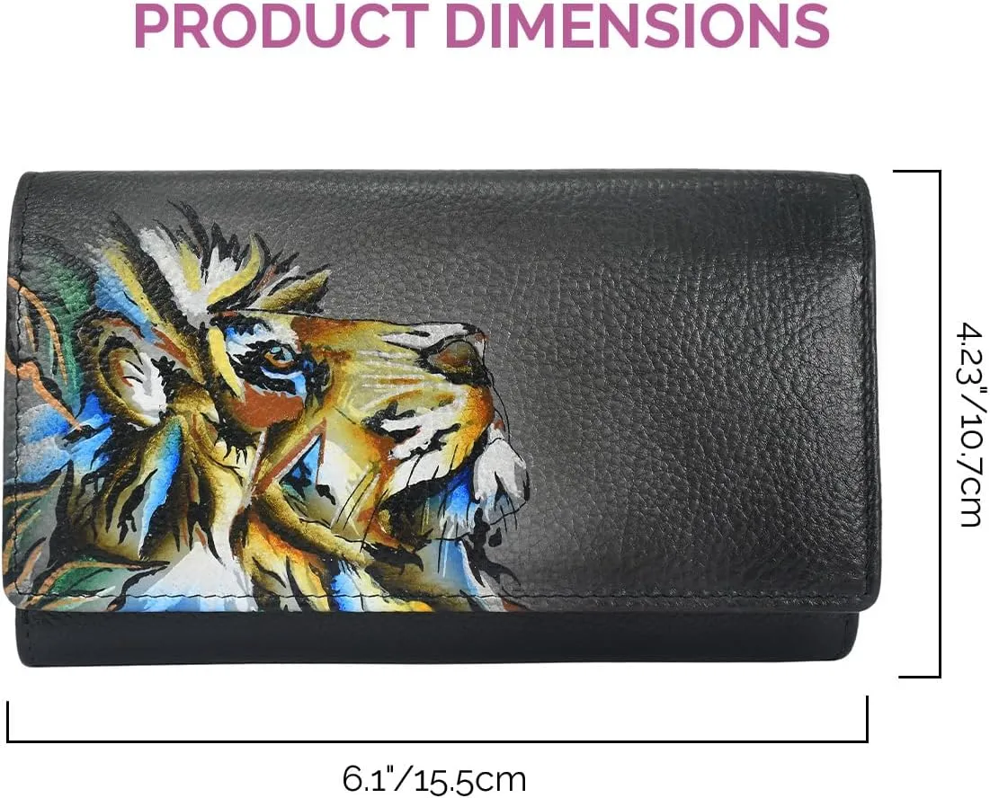 Anna by Anuschka Women's Original Leather Hand-Painted Checkbook Clutch Wallet