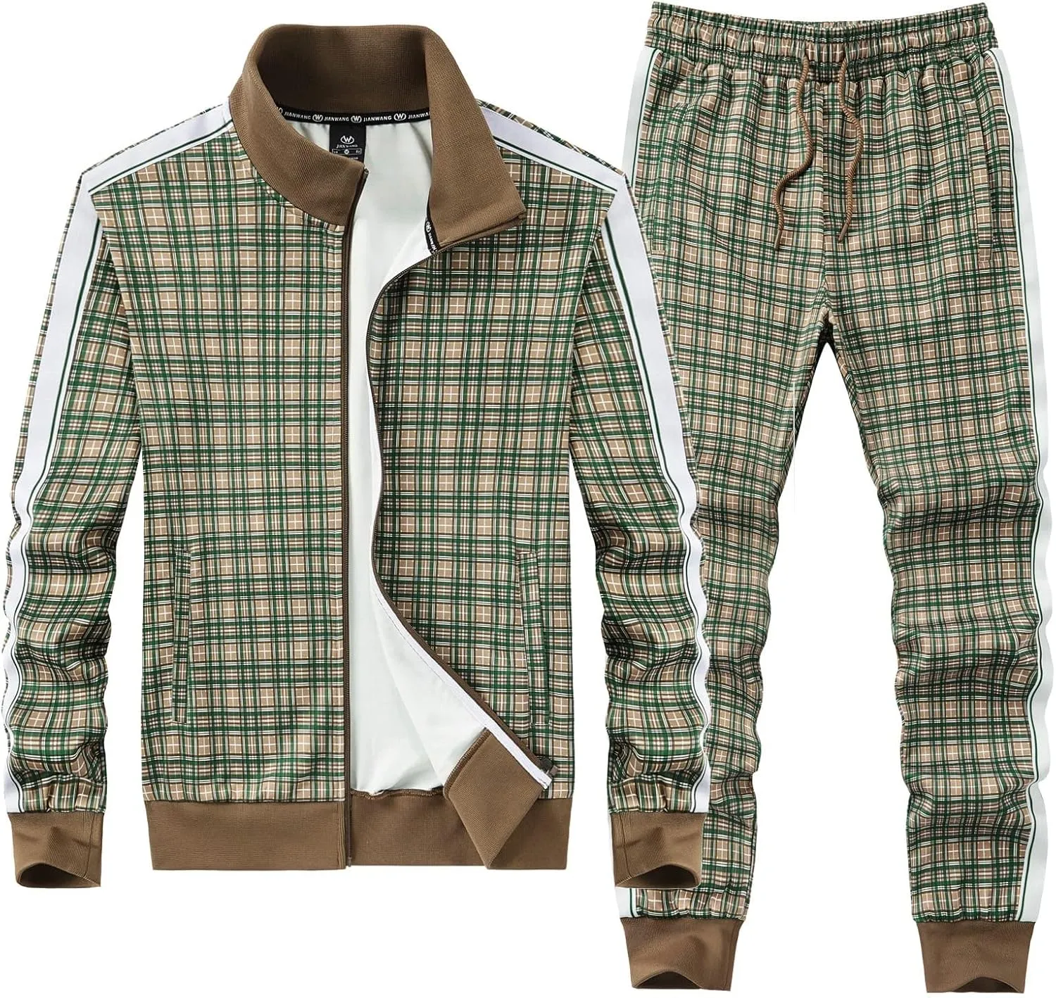 ANOTWENER Men's Track Suits 2 Piece Stand-up Collar Long Sleeve with Double Side Pockets Jacket and Sweatpants